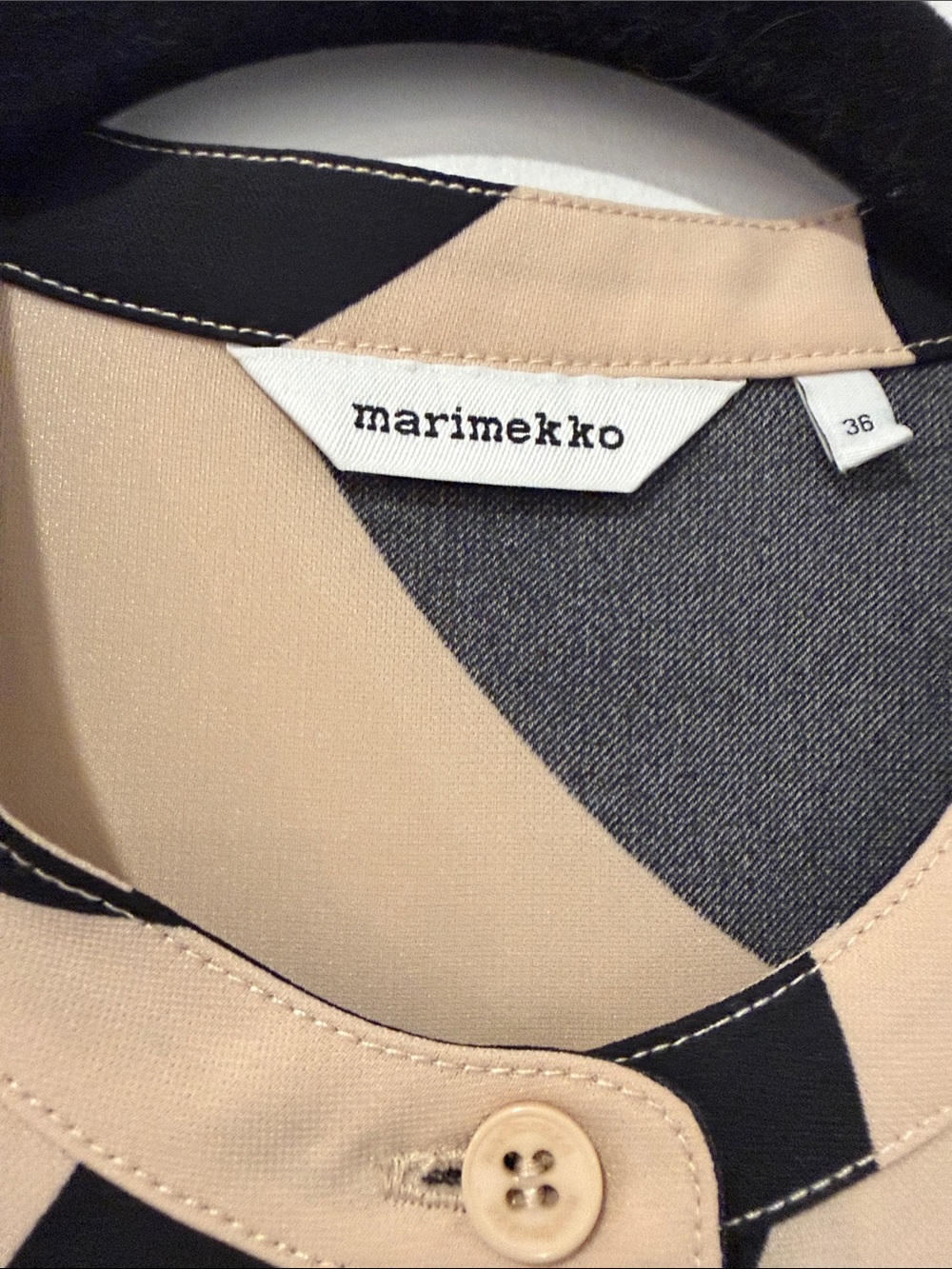 Marimekko Beige and Black Abstract Midi Shirt Dress - Picture 6 of 7